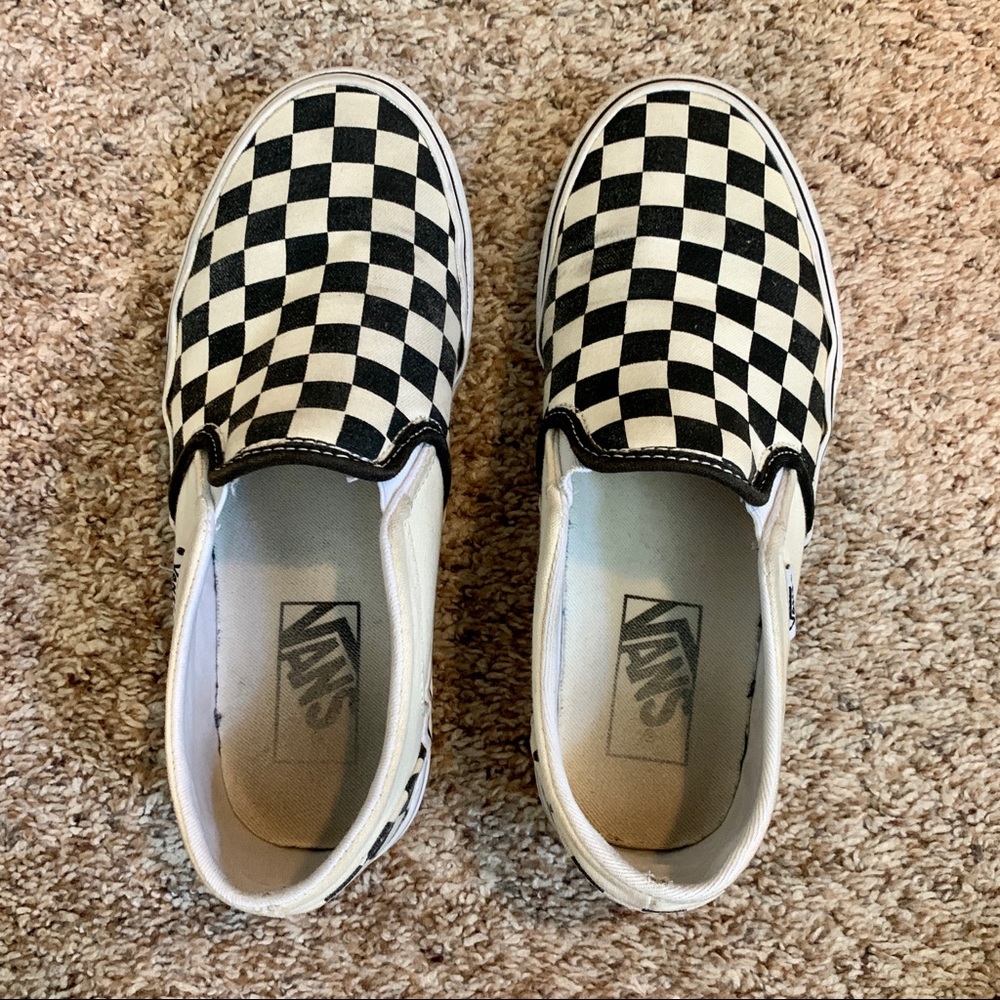 Black and white checkered Vans